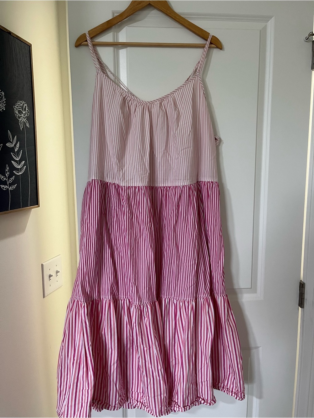 Free Assembly Pink Striped Tiered Dress